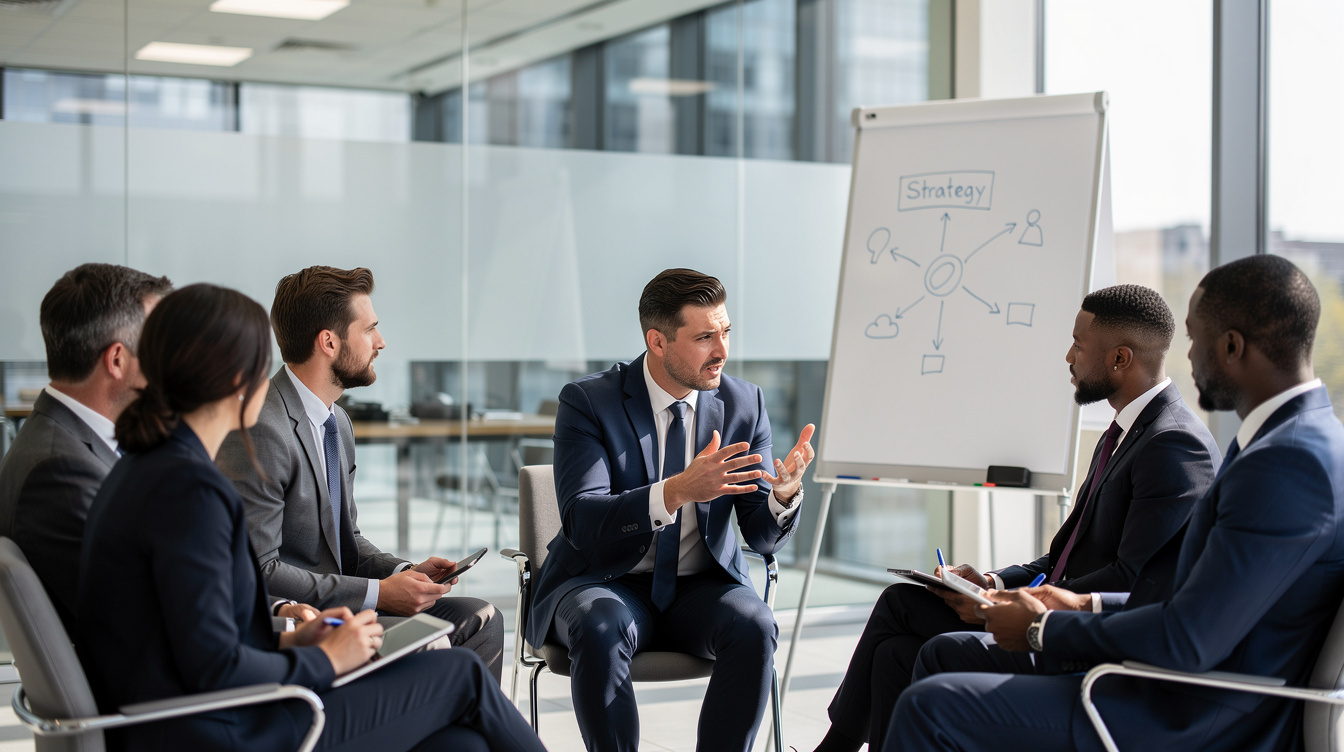 Group of professionals in a strategic workshop session