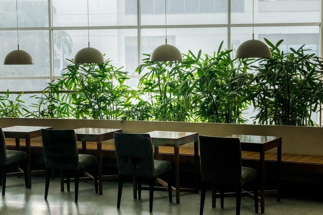 Empty modern conference room set up for a discussion session